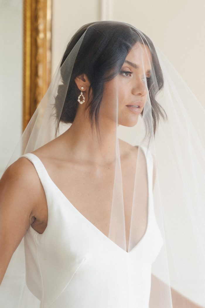 wedding veil, bridal veil, veil with blusher, long veil, chapel veil