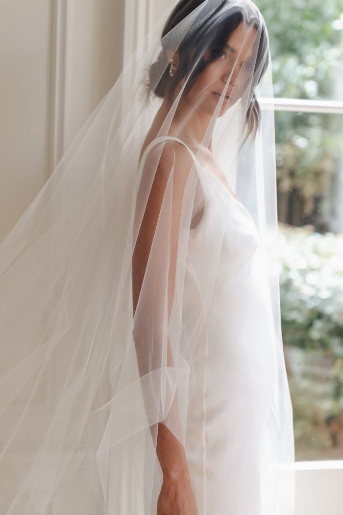 wedding veil, bridal veil, veil with blusher, long veil, chapel veil