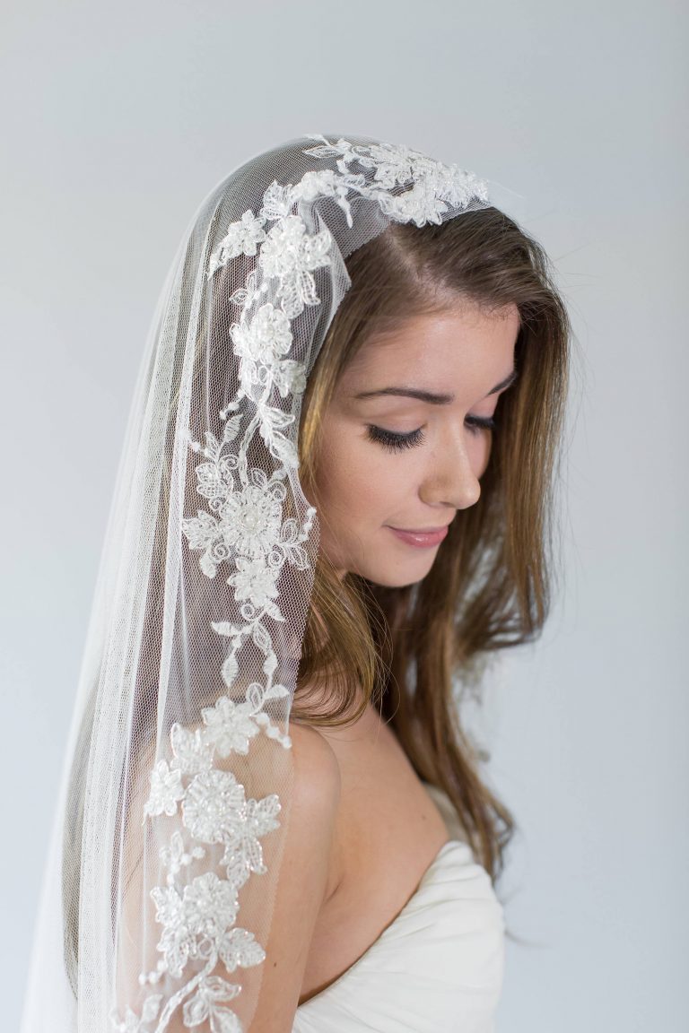 Embroidered Mantilla Veil HOLLY All About Romance