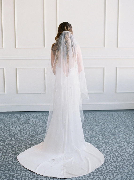 JASMINE - Crystal Wedding Veil with Blusher
