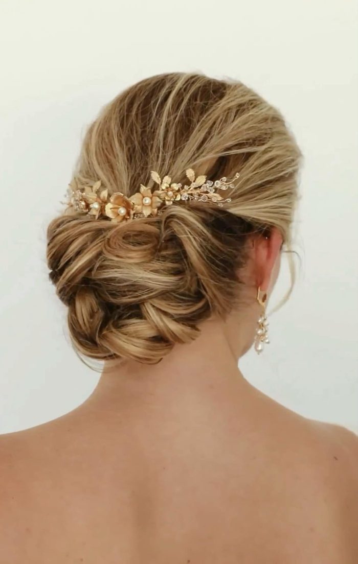 wedding headpiece, bridal headpiece, wedding hair clip, bridal hair clip, gold flower comb, bridal hair comb