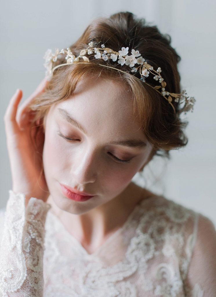 floral bridal crown, wedding tiara