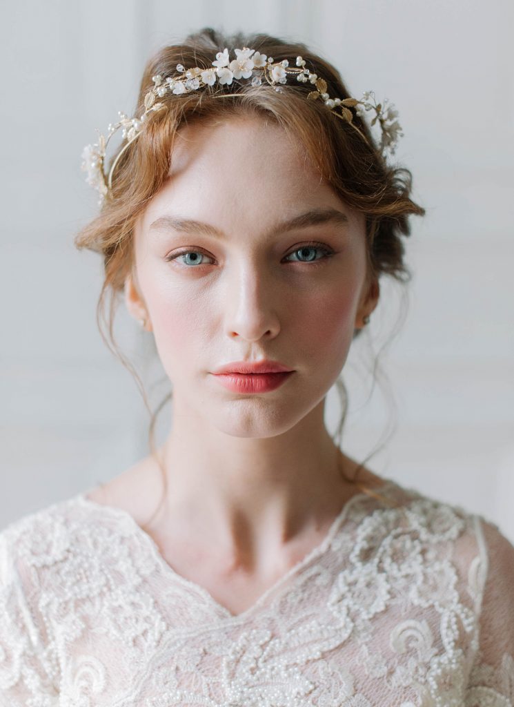 floral bridal crown, wedding tiara
