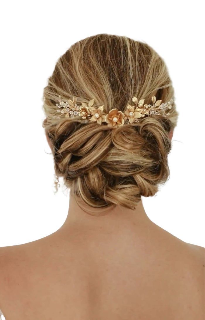 wedding headpiece, bridal headpiece, wedding hair clip, bridal hair clip, gold flower comb, bridal hair comb