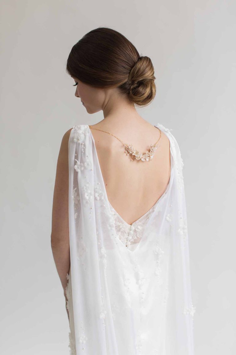 floral back necklace, wedding jewellery