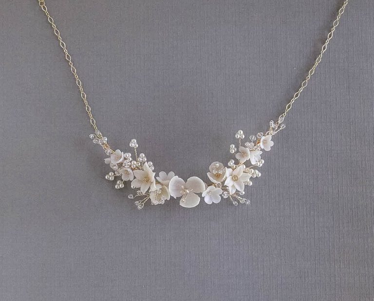 floral back necklace, wedding jewellery