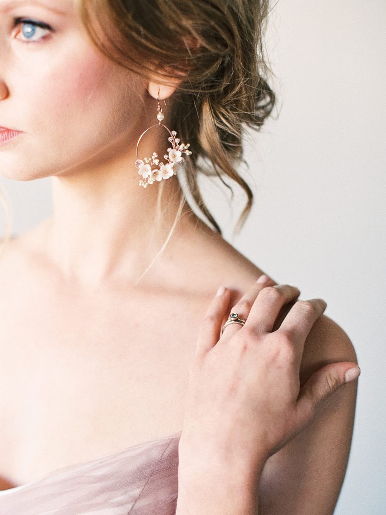 wedding jewellery, bridal jewllery, floral bridal earrings
