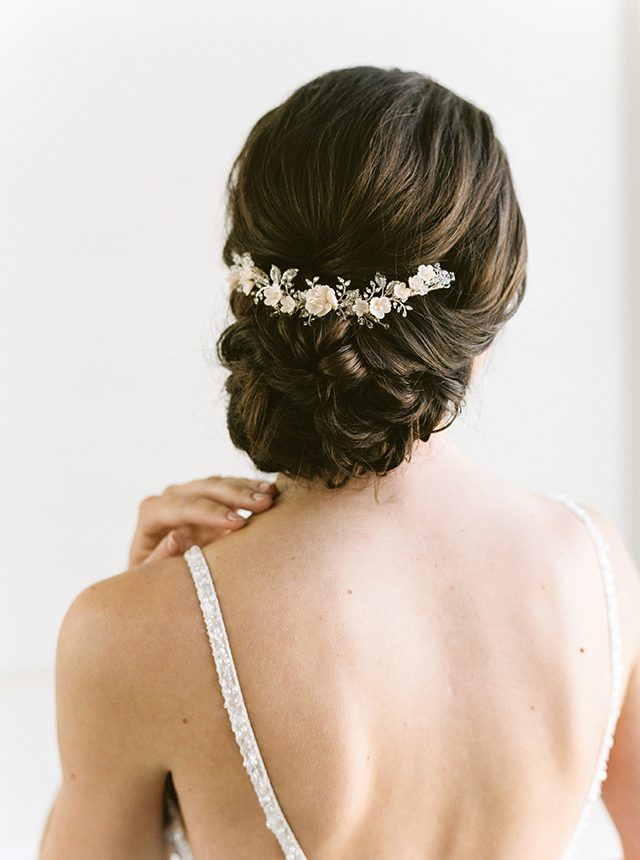 silver blush bridal comb