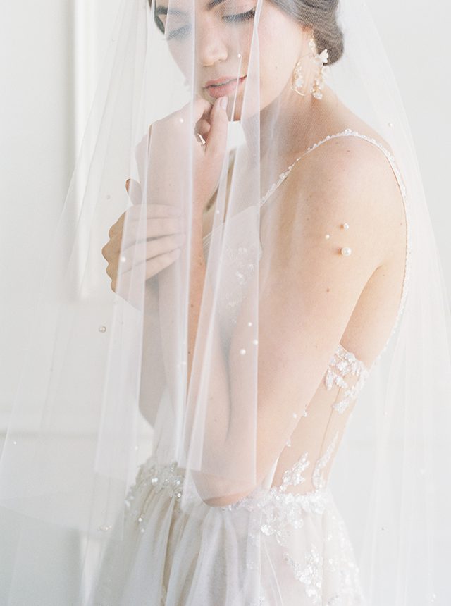 Fingertip Drop Veil with Pearls, veil with pearls