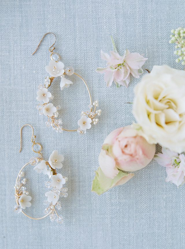 wedding hoop earrings, statement earrings, bridal earrings, flower earrings