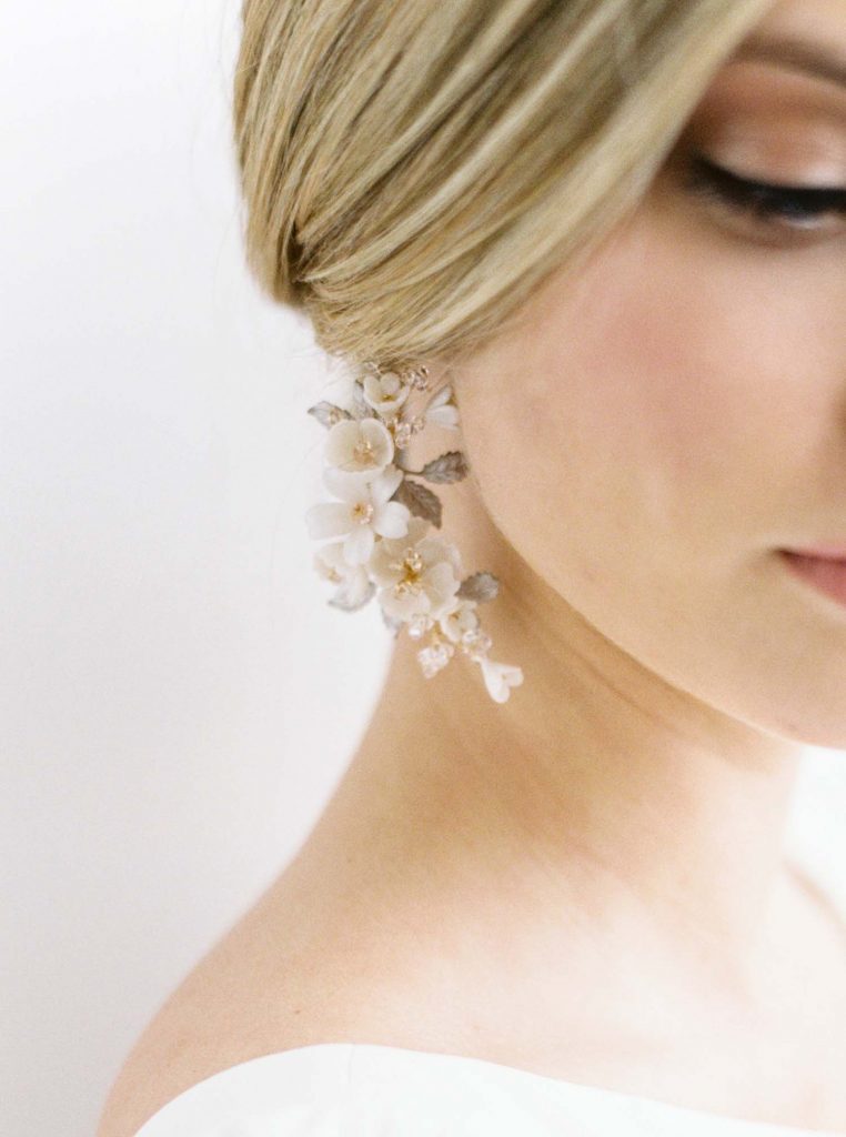 wedding jewellery, bridal jewellery, floral bridal earrings