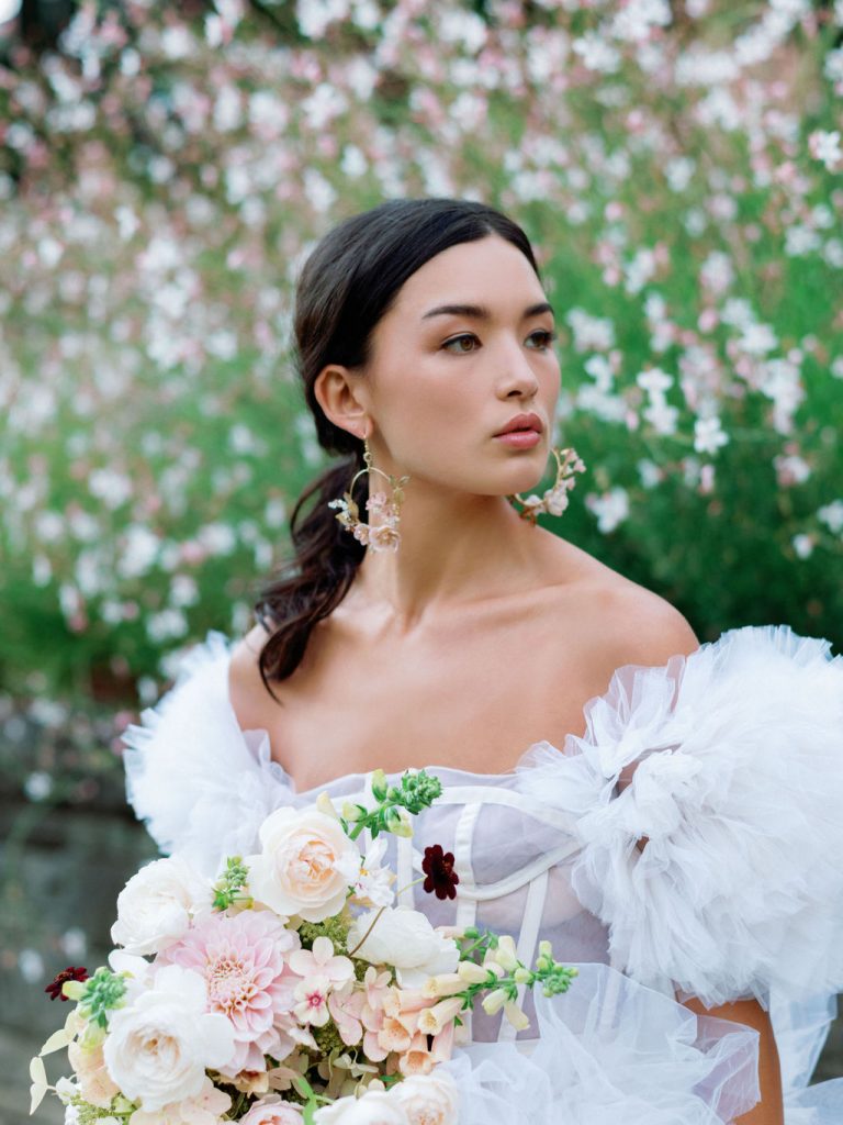 Fleurs et Papillons  Short Veil with flowers and butterflies - All About  Romance: Handmade Veils & Adornments