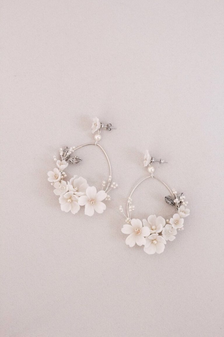 wedding jewellery, bridal jewellery, floral wedding earrings