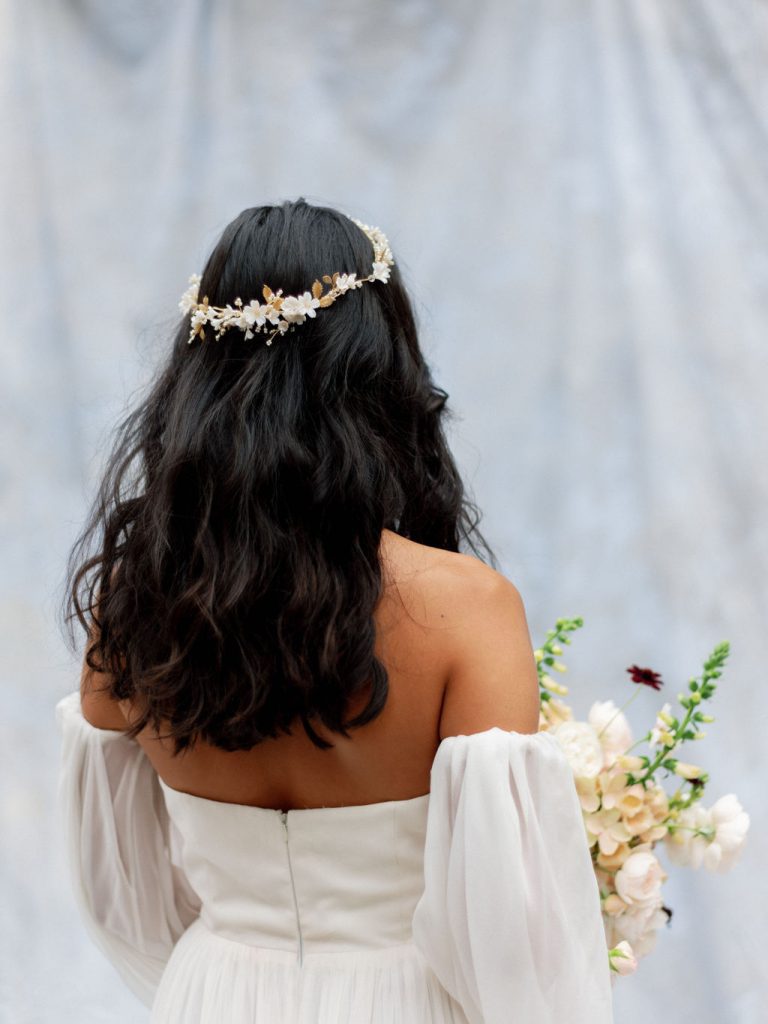 floral bridal headpiece, floral wedding headpiece, half halo headpiece