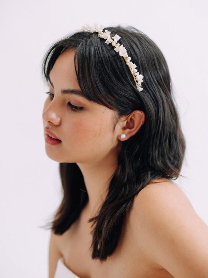 floral bridal headpiece, floral wedding headpiece, half halo headpiece