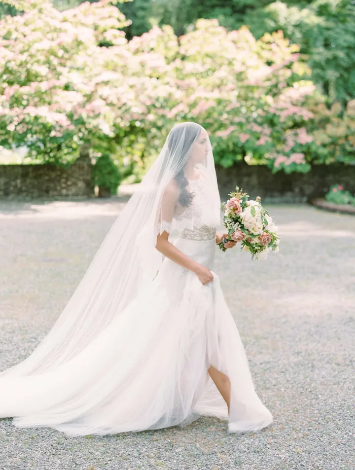 wedding veil, bridal veil, blusher veil, silk tulle veil, lace veil