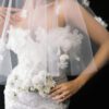 short wedding veil, short bridal veil, veil with flowers, short veil with flowers