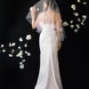short wedding veil, short bridal veil, veil with flowers, short veil with flowers