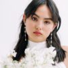 wedding earrings, bridal earrings, long pearl earrings