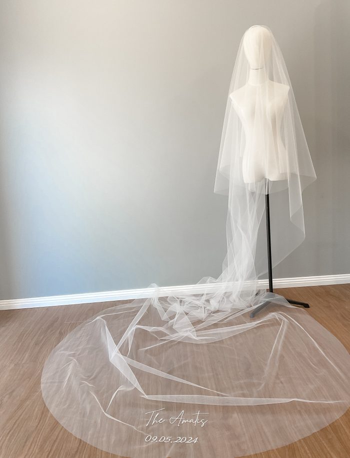 Veil embroidery, monogrammed veil, embroidered wedding veil