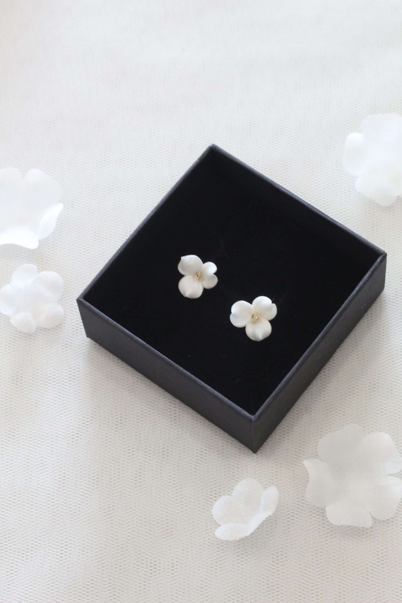 floral earrings, flower studs, clay flower earrings, all about romance bridal