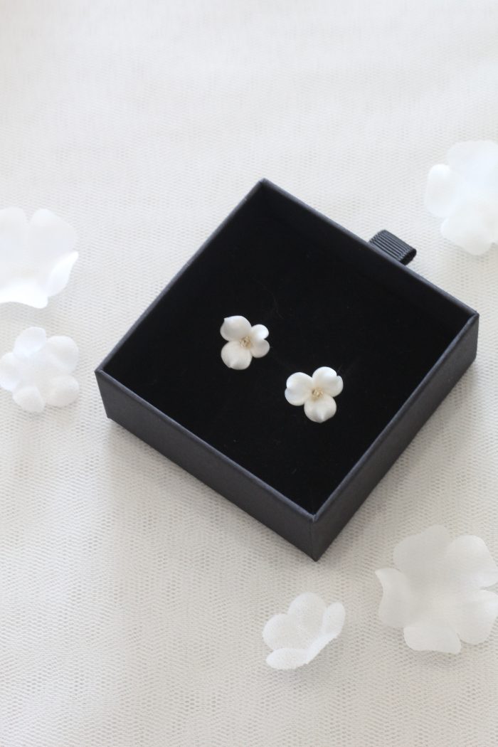 floral earrings, flower studs, clay flower earrings, all about romance bridal
