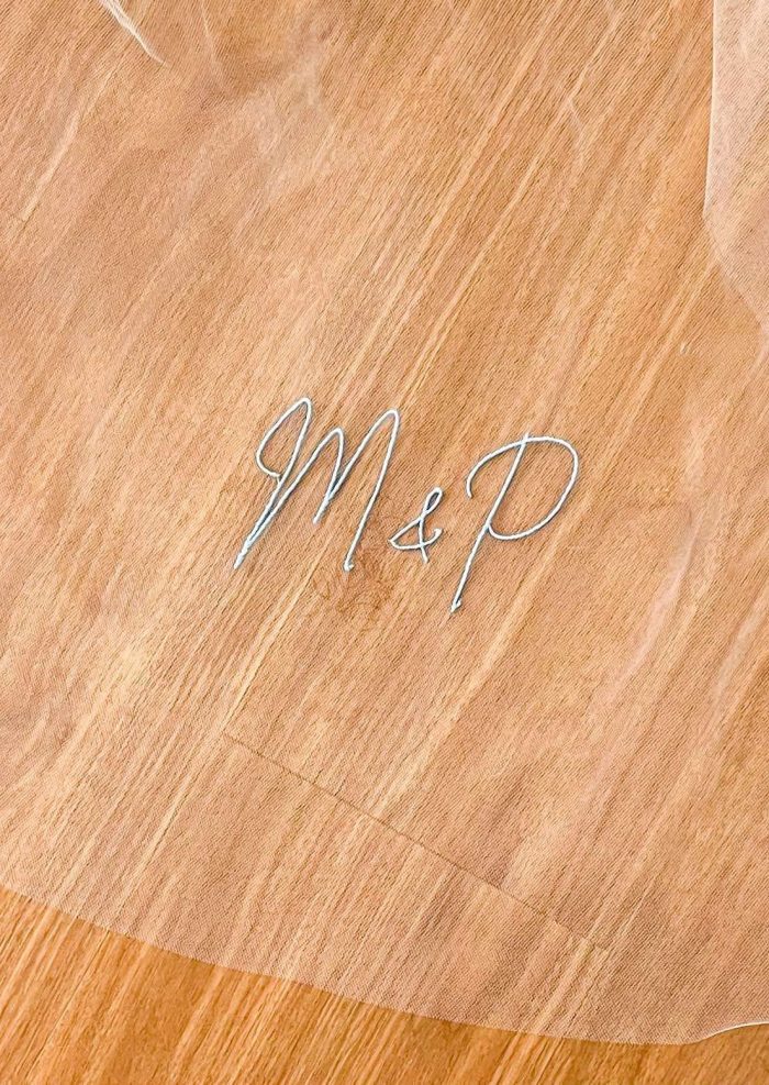 Veil embroidery, monogrammed veil, embroidered wedding veil