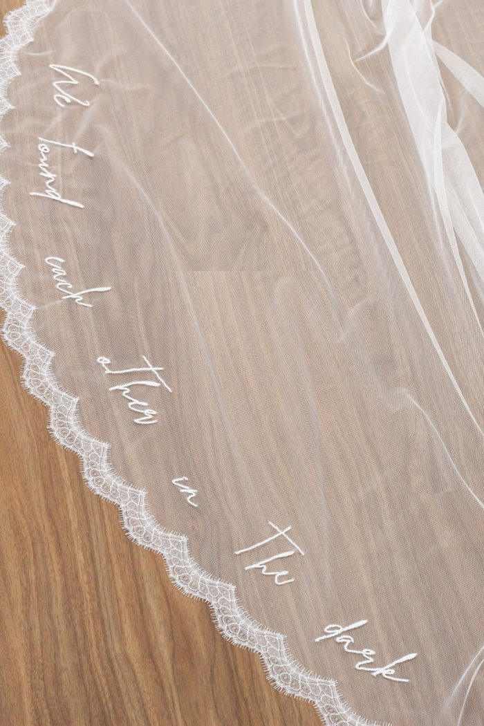 Veil embroidery, monogrammed veil, embroidered wedding veil