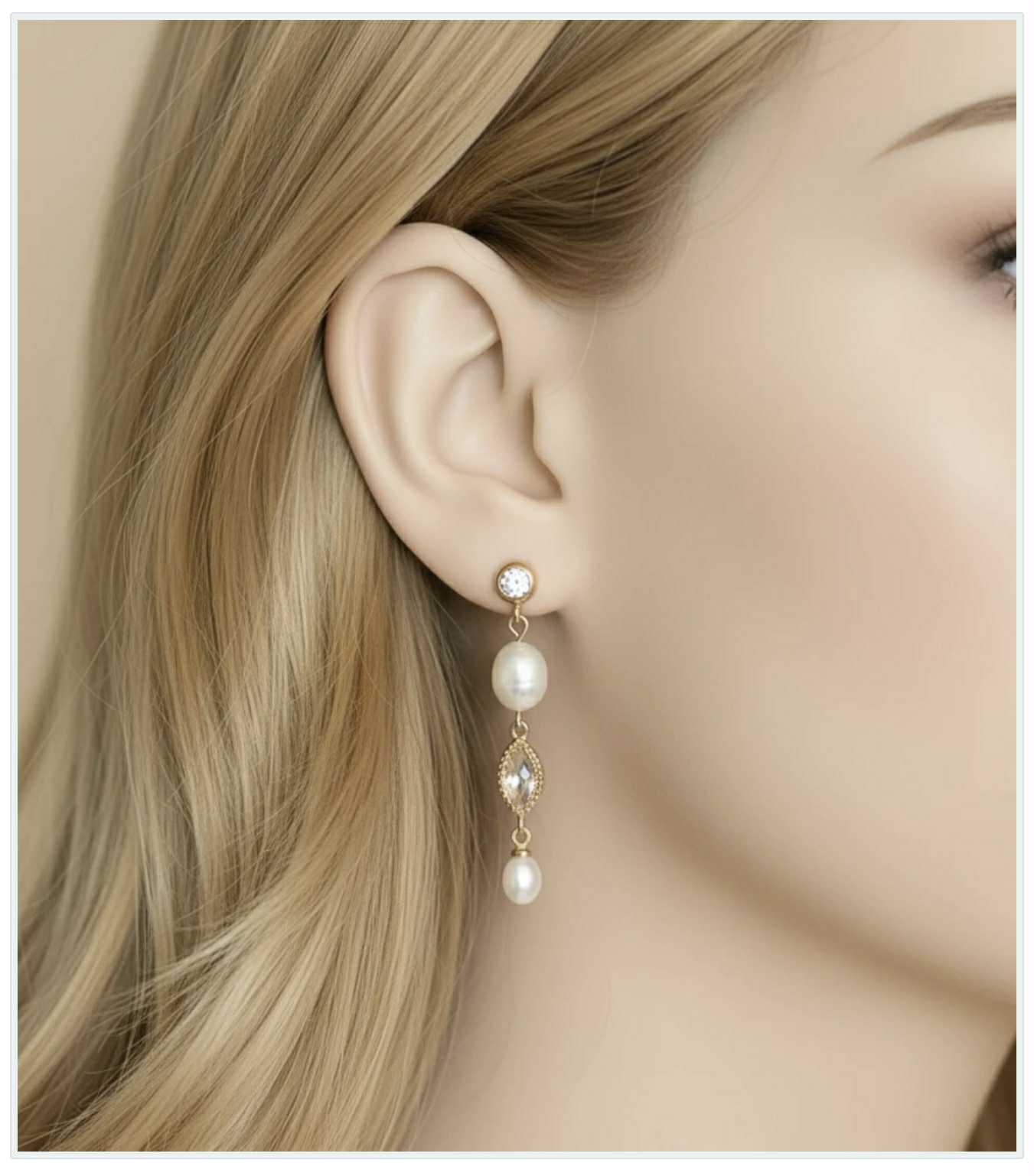 pearl earrings, bridal earrings, freshwater pearls, all about romance bridal, long pearl earrings