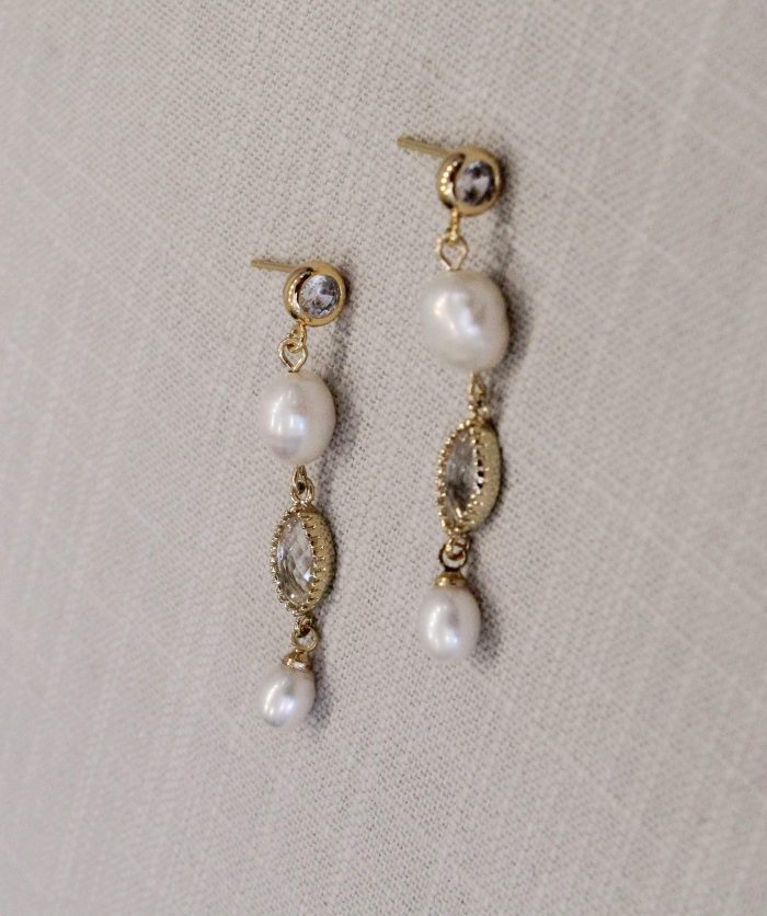 pearl earrings, bridal earrings, freshwater pearls, all about romance bridal, long pearl earrings