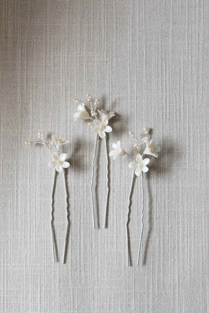 hair pins, wedding hair pins, bridal hair pins, flower hair pins