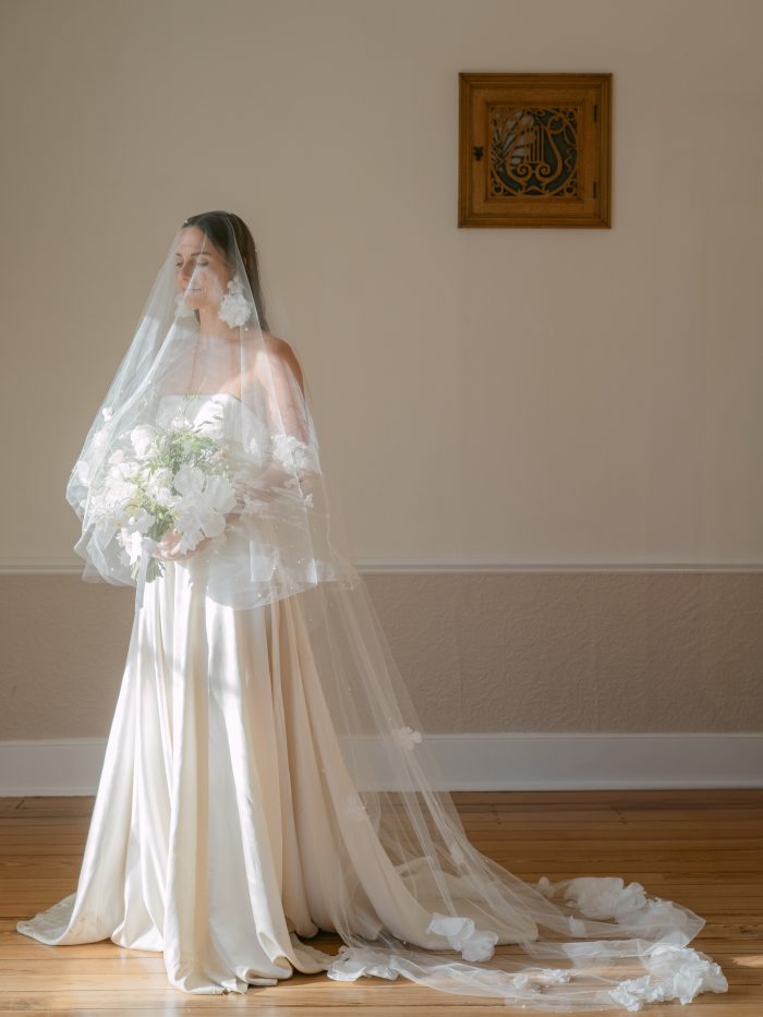 wedding veil, bridal veil, veil with flowers, veils Australia, all about romance bridal veil, flower veil