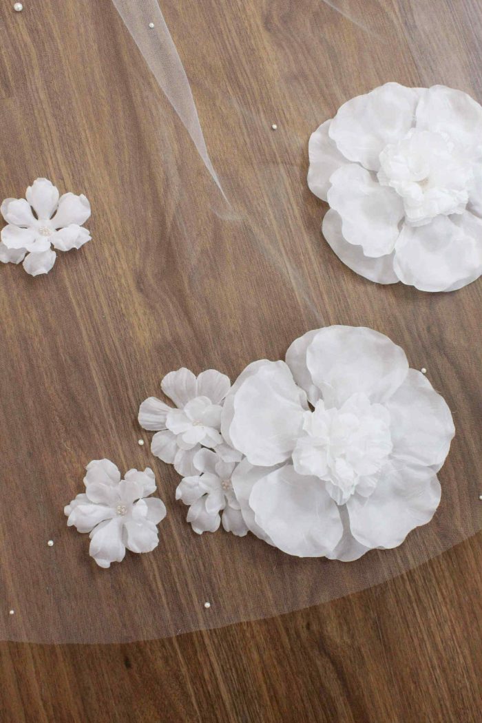 wedding veil, bridal veil, veil with flowers, veils Australia, all about romance bridal veil, flower veil