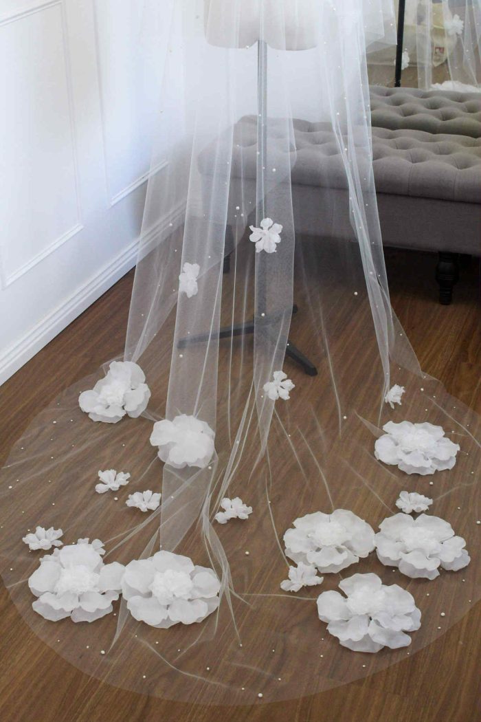 wedding veil, bridal veil, veil with flowers, veils Australia, all about romance bridal veil, flower veil
