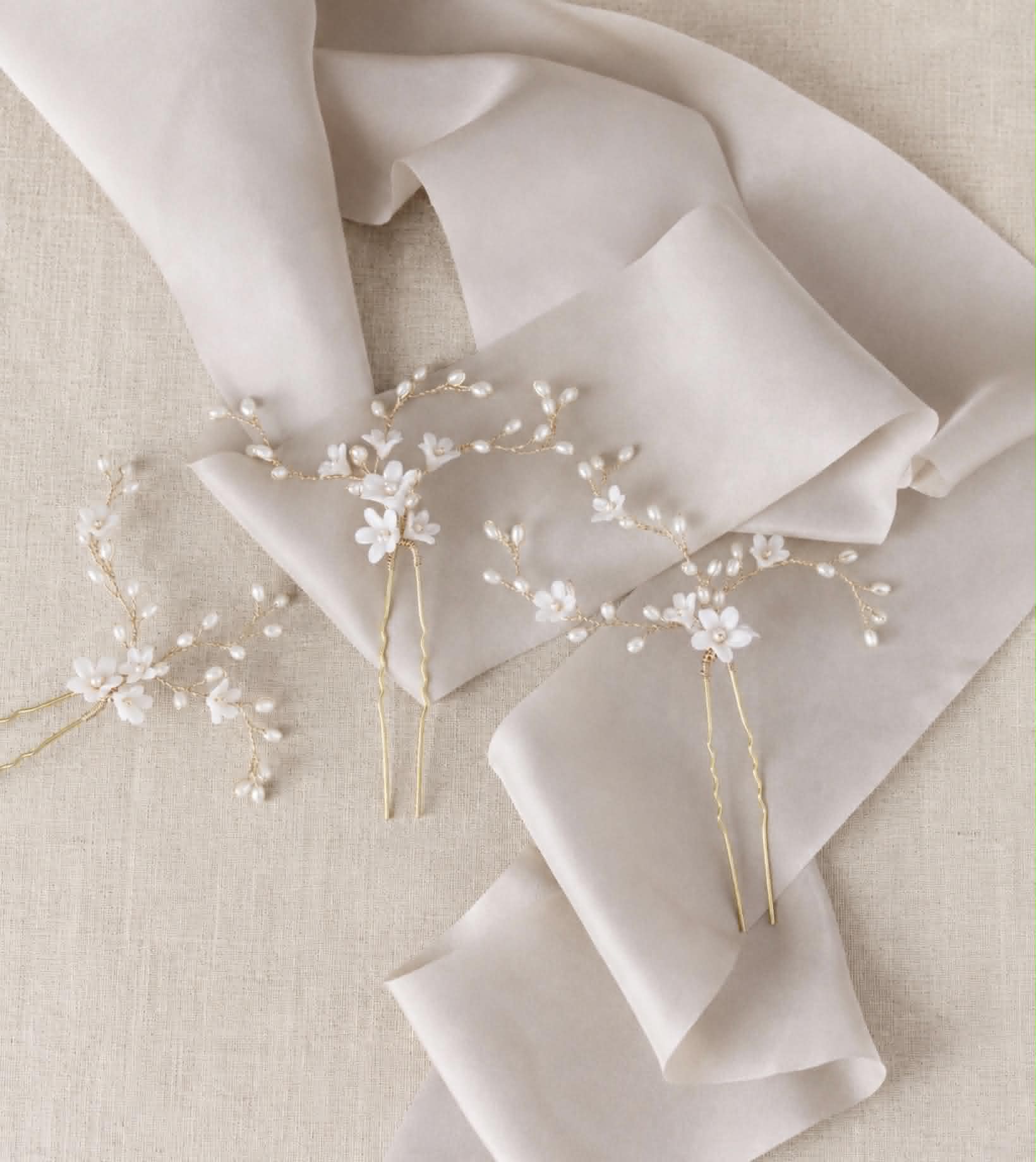 Floral wedding hair accessories for bridal buns and updos