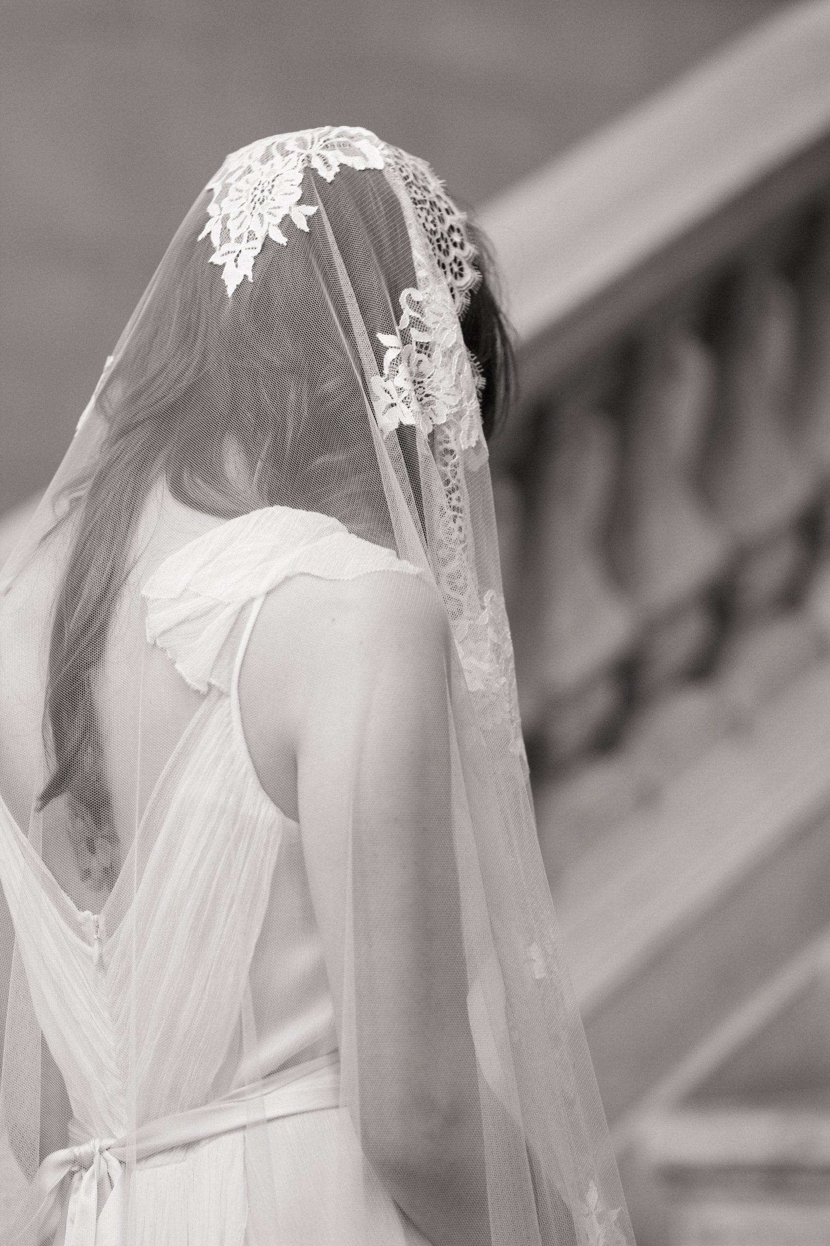 long lace veil, mantilla veil, ornate lace veil, wedding veil, all about romance bridal