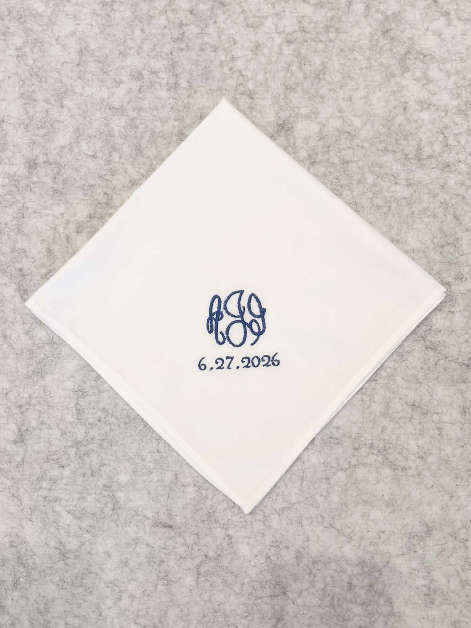 mens wedding handkerchief, bridal hanky, something blue handkerchief, personalised embroidery, all about romance bridal