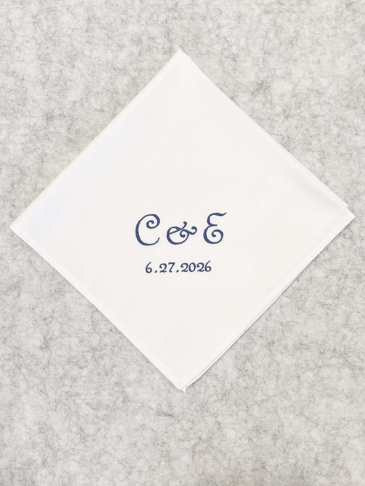 mens wedding handkerchief, bridal hanky, something blue handkerchief, personalised embroidery, all about romance bridal