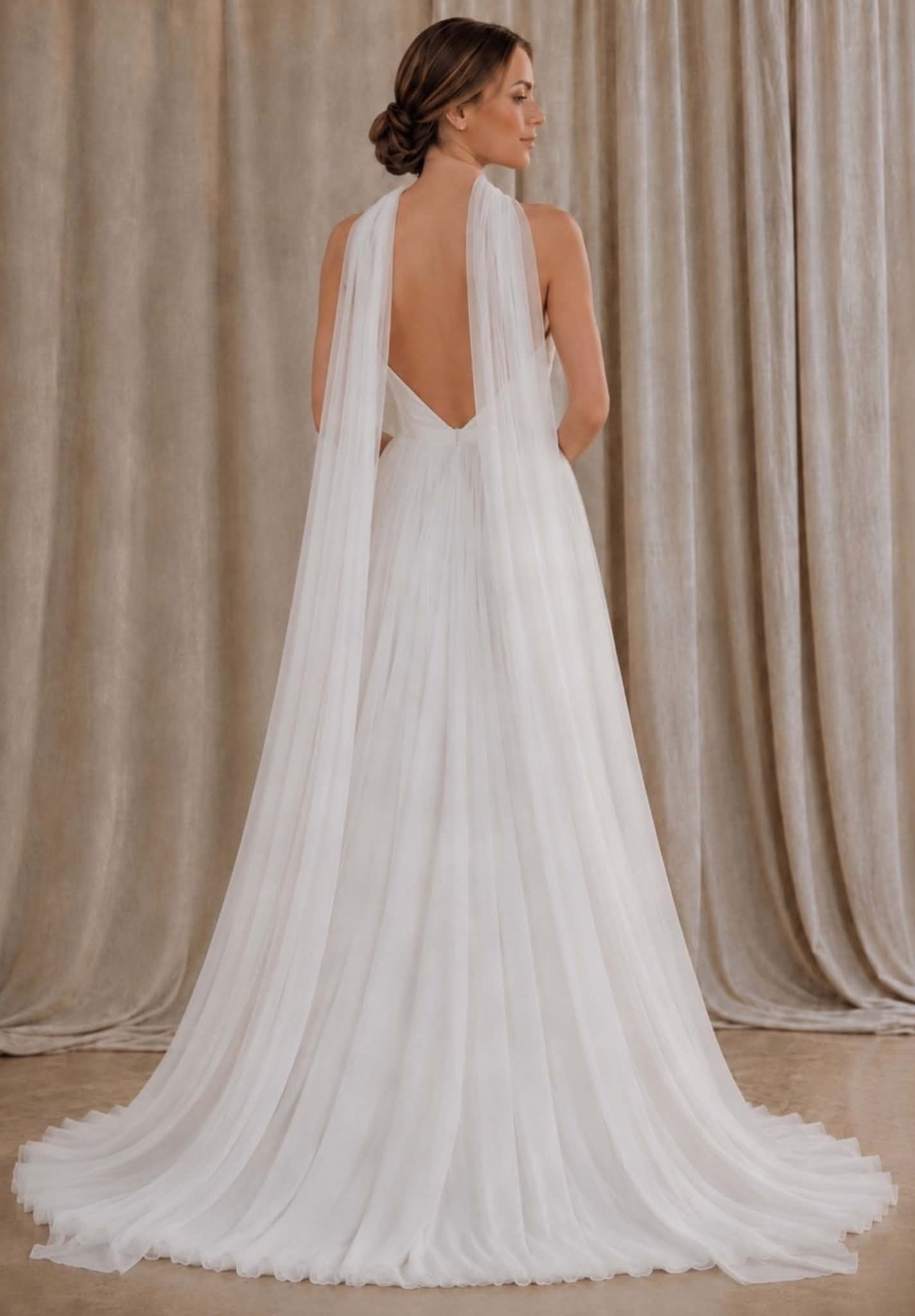 MORWENNA bridal neck scarf crafted from soft ivory Italian tulle