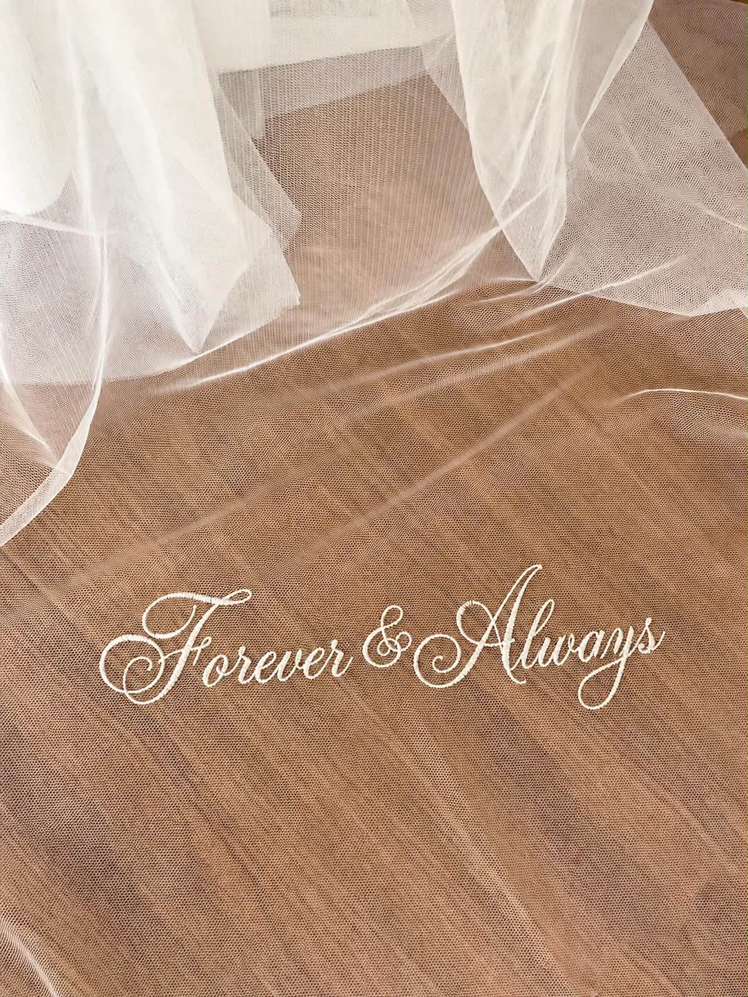 Forever and Always embroidered wedding veil